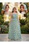 Duck Patterned 2-Piece Long Strap Home Dress + Lace Bandana Set - 3