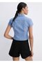 Düz kesim denim şort - 4