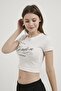 Armalife 11143 Text Printed Bis Collar Crop Women's T-Shirt - 2