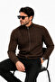 Men's Hair Knit Patterned Jacket with Zipper Detail - 3