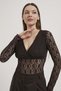 Armalife 1704 Double-Breasted Collar Chest Lining Detail Lace Sheer Women's Bodysuit - 2