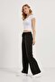 Women's Loose Elastic Wide Leg Black Sweatpants - 3