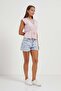 Women's Tie-Up Lace-Up Summer Short Sleeve Pink Blouse - 3