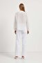 Women's See-Through Ruffle V-Neck Summer White Blouse - 5