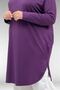38110 Large Size Low Sleeve Combed Cotton Tunic - Plum - 2