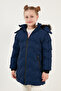 Plush Lined Hooded Winter Coat with Removable Collar Girls' Coat 5761905 - 3