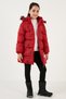Winter Coat with Faux Fur Text Print on the Collar and Removable Hooded Plush Lining for Girls
