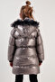 Plush Lined Faux Fur Collar Removable Hooded Winter Coat Girls' Coat 5761908 - 5