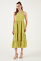 Relaxed Fit V-Neck Flounced Midi Dress Dress 611El011 - 4