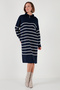 Striped Half-Zip Slit Knitwear Dress Dress 4615183 - 4