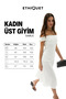 Sable Women's Soft and Flexible Fabric Off-The-Shoulder Long White Dress with Drawstring Detail - 8