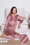 Regular Fit Soft Textured Shiny Velvet Ribbed Pajama Set Pajama Set 6097110 - 2