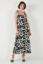Print Midi Length Oversize Fit Tie Drawstring Crew Neck Dress Dress 5869009 - 6