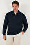 Cotton Relaxed Fit Half Zipper Crew Neck Knitted Sweat Men's Sweat 5901076 - 6