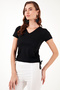 Slim Fit V-Neck Shrinkable Sides Blouse BLUZ5864011 - 4