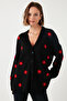 Oversize Fit Floral Buttoned V-Neck Soft Acrylic Cardigan Cardigan 4616192 - 2