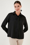 Regular Fit Lacing Detail Satin Shirt Shirt 611Go00159 - 5