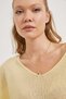 Women's Casual Summer Bat Sleeve Loose V-Neck Yellow Blouse - 2