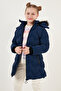 Plush Lined Hooded Winter Coat with Removable Collar Girls' Coat 5761905 - 2
