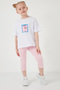 Cotton Crew Neck Short Sleeve Tights Top and Bottom Set Girl's SET6212005 - 7