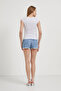 Women's Crew Neck Short Sleeve White Crop T-Shirt - 5