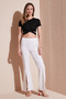 Short Sleeve Slim Fit Crop Blouse Blouse with Ribbed Waist Detail5864211 - 2