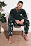Plaid Regular Fit Buttoned Crew Neck Winter Fleece Pajama Set Men's PAJAMA SET 609