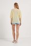 Women's Casual Summer Bat Sleeve Loose V-Neck Yellow Blouse - 5