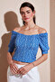 Three Quarter Sleeve Wide Neck Blouse Bluz 5869001 - 4