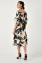 Leaf Patterned Carmen Collar Midi Dress Dress 5865053 - 6
