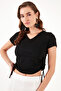 Slim Fit V-Neck Shrinkable Sides Blouse BLUZ5864011 - 2