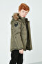 Plush Lined Hooded Slim Fit Coat with Faux Fur Collar Boys' Coat 6031050 - 3