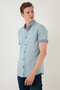 Cotton Slim Fit Button Collar Short Sleeve Shirt Men Shirt Cf21S 112546 - 4