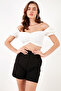 Slim Fit Gather Detailed Heart Collar Crop Blouse BLUZ5865601 - 3