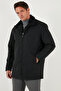 Regular Fit Detachable Fur Collar Detailed Lined Cashmere Coat Men's Coat 58400217 - 5