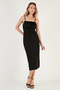 Front Gathered Rope Strap Slit Fitted Midi Dress DRESS5865362 - 3