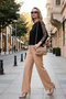 Leopard Patterned Cuffed Crew Neck Blouse Bluz 5863809