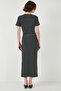 Striped Slim Fit Crew Neck Slit Midi Skirt Crop Suit Set 5866132 - 7