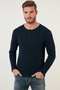 Cotton Button Detailed Crew Neck Sweat Men's Sweat 5905070 - 2