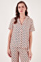 Comfortable Cut Loose Leg Mono Collar Short Sleeve Pajama Set PYJAMAS SET6110290 - 5