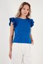 Cotton Sleeves Frilly Slim Fit Crew Neck T Shirt T SHIRT5864500 - 6
