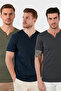 Cotton Button Detailed Regular Fit V-Neck 3-Pack t Shirt Men's t Shirt 5902122S3