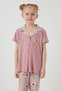 Printed Elastic Waist Shirt Collar Short Sleeve Pajama Set Girls' Pajama Set 6576001 - 5