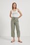 Women's Loose Khaki Trousers with Pockets and Elastic Waist