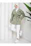 Mock Neck Belted Short Trench Coat