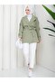 Mock Neck Belted Short Trench Coat - 4