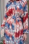 Colorful Marbled Red Viscose Dress with Belt - 2