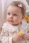 Baby Girl Ecru Polka Dot Baby Collar Cardigan and Bodysuit with Heart 3-Piece Set - 4