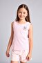 Disney Lilo & Stitch Licensed Regular Fit Ribbed Shorts 2-Piece Pajama Set Light Pink Girls H80 - 3