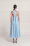 Polka Dot Patterned Halter Neck Zayla Dress with Pockets Blue - 5